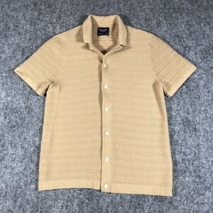 Abercrombie‎ & Fitch Shirt Mens Small Tan Knit Button Front Camp Collar Retro
